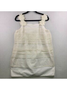 Charles Chang-Lima Sleeveless Tiered Silk Dress 4 Ivory Floral Fairy Romantic